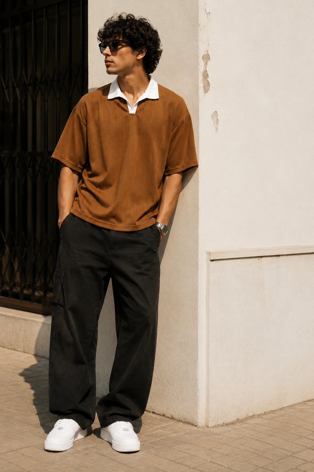 Ribbed Collar Polo