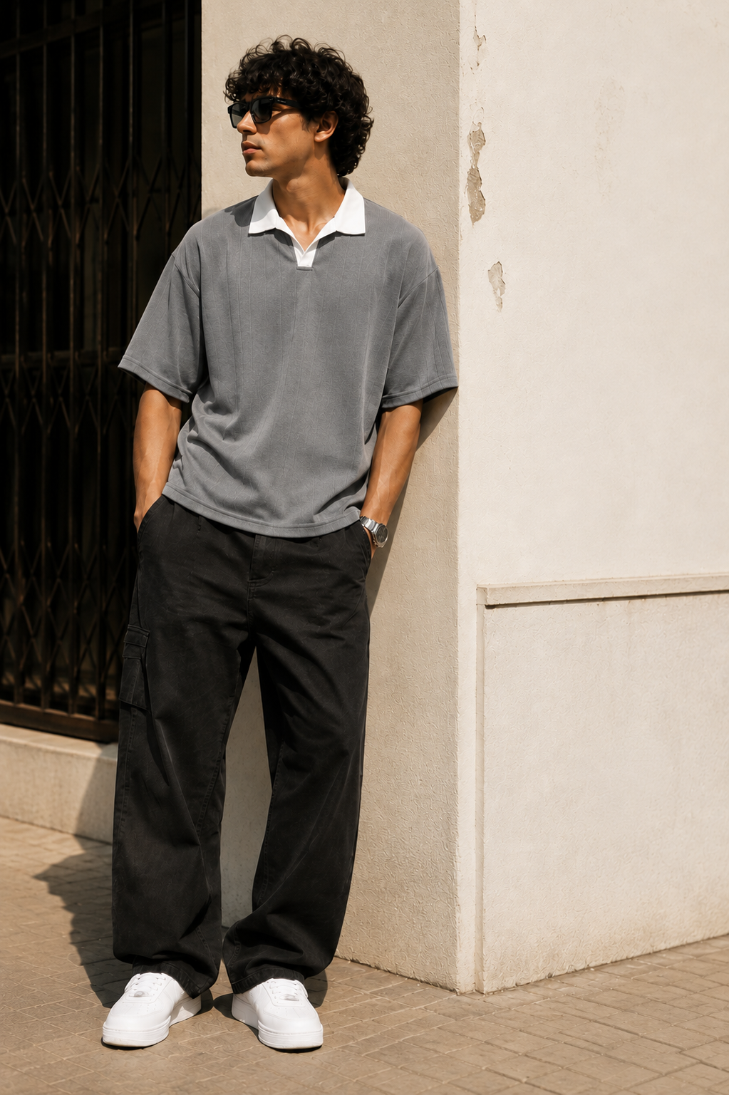 Ribbed Collar Polo