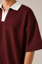 Ribbed Collar Polo