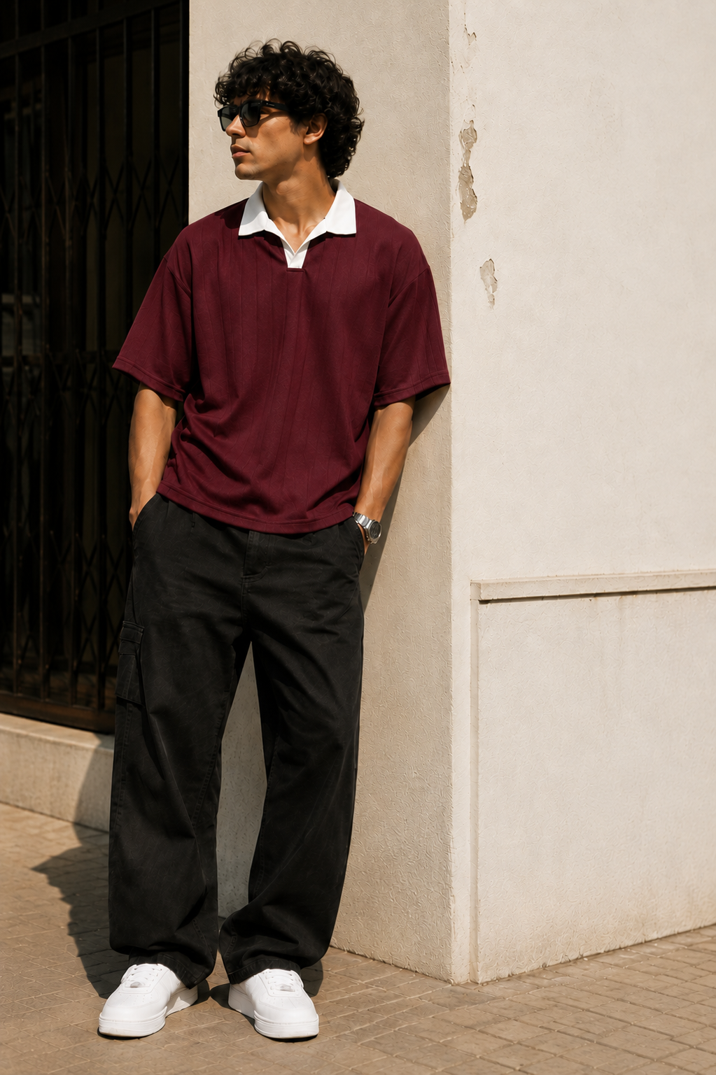 Ribbed Collar Polo