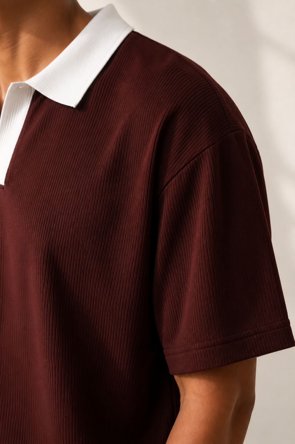 Ribbed Collar Polo
