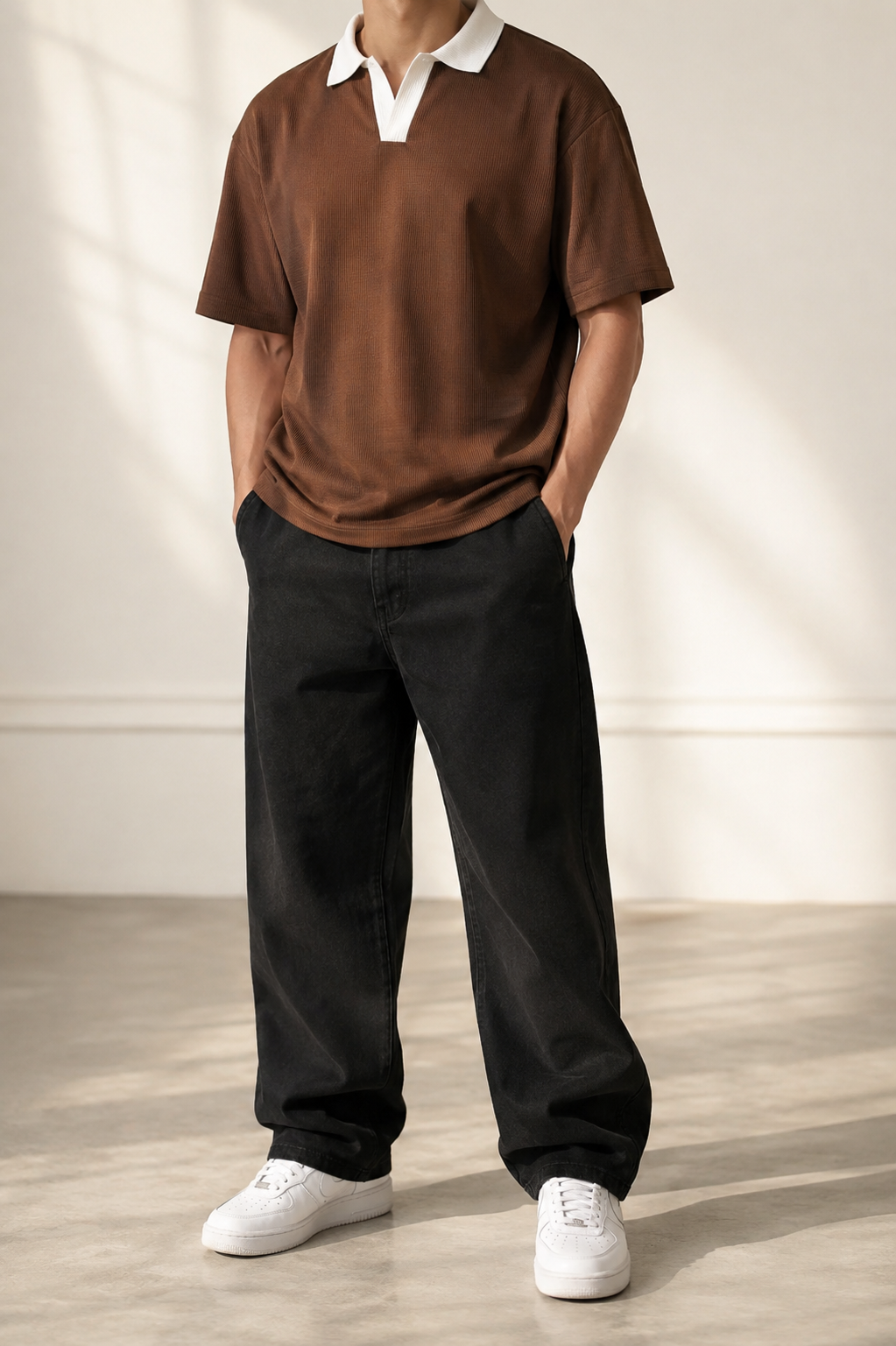 Ribbed Collar Polo